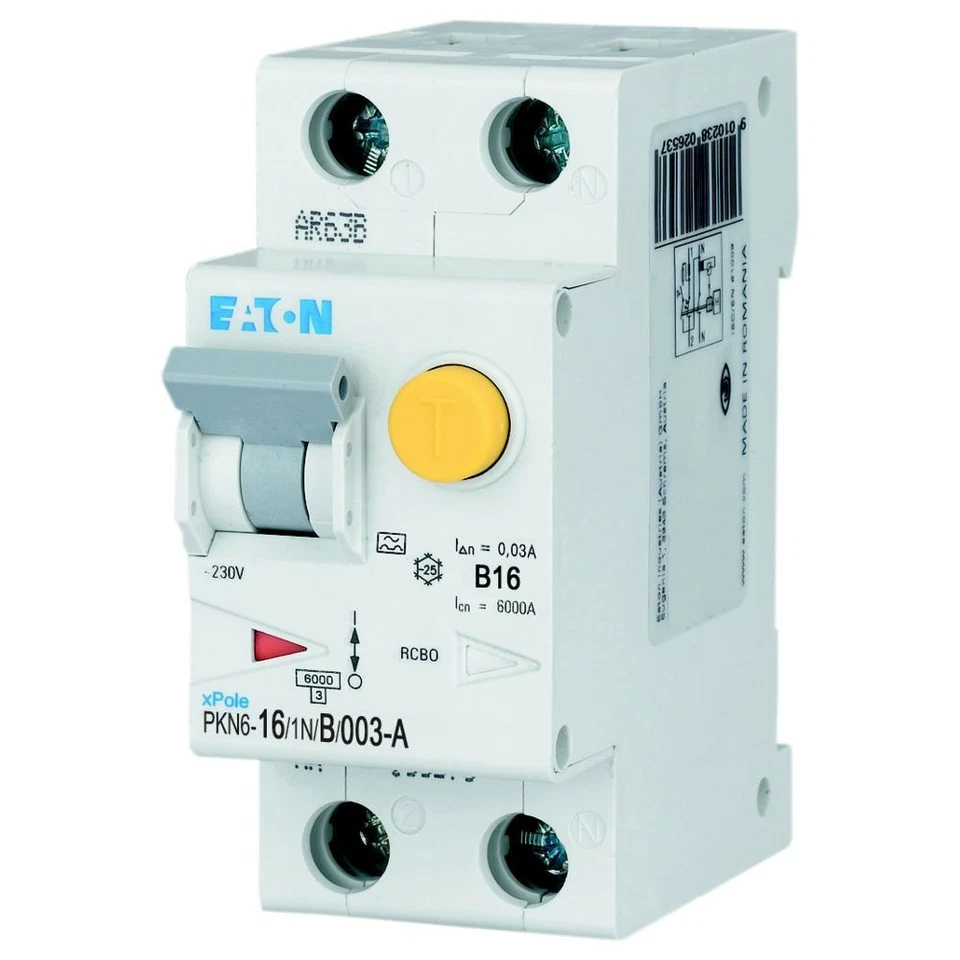 Eaton circuit breaker RCBO 16A PKN6-16/1N/B/003-A . B16