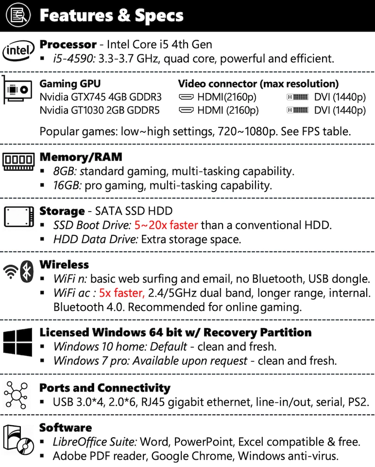 Gaming PC GeForce GTX 745 GT 1030 Desktop Computer Fortnite Roblox Minecraft SSD - Image 3 of 4