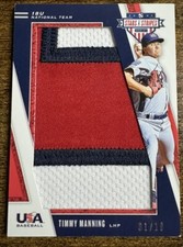 2019 Stars & Stripes USA Baseball Timmy Manning GW Jumbo Patch RC ASU /10 1/1