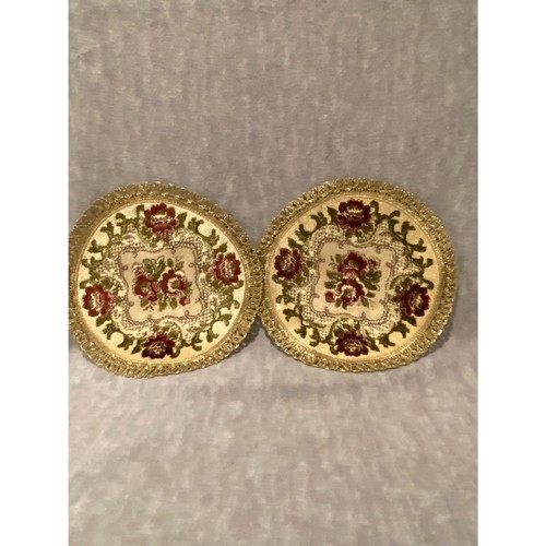 Vintage Set of 2 Belgium Velvet & Floral Roses Doilies 9" Linens Textiles NEW - Picture 2 of 6