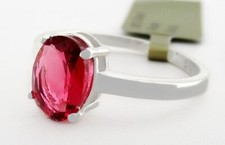 LAB CREATED 1.55 Cts RUBY SOLITAIRE RING .925 STERLING SILVER - New With Tag