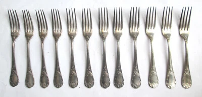 Vtg Christofle 12 x Fork Set MARLY Silverplate Stainless Shell Flatware - Bild 1 von 4