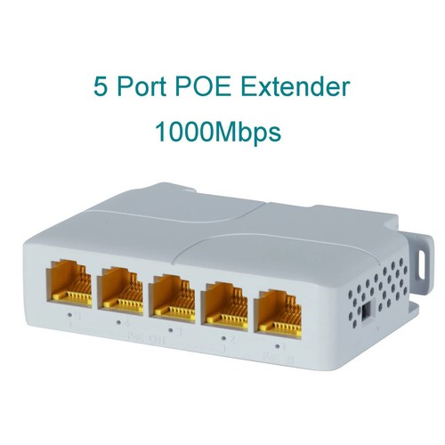5 Port Gigabit POE Extender 100/1000Mbps 90W 1in 4 Out POE Repeater Network VLAN - Picture 2 of 12