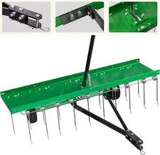 40inch Tow Behind Dethatcher w/ 20 Spring Steel Tines Lawn Sweeper Tractor Rake