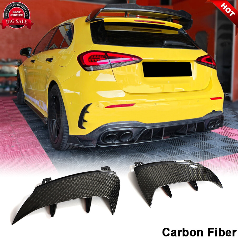 For Benz W177 A35 A45 2019UP REAL CARBON Rear Bumper Splitters Vent Canard Fins