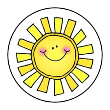 30 Cute Sun Envelope Seals Labels Stickers 1.5" Round sunshine
