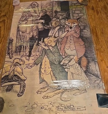 Set 3 Arthur Rackham Lithograph Print Alice in Wonderland Elgin England 19 x 29''