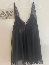 Vintage Betsey Johnson Black Mesh with Pink Bows Slip Top