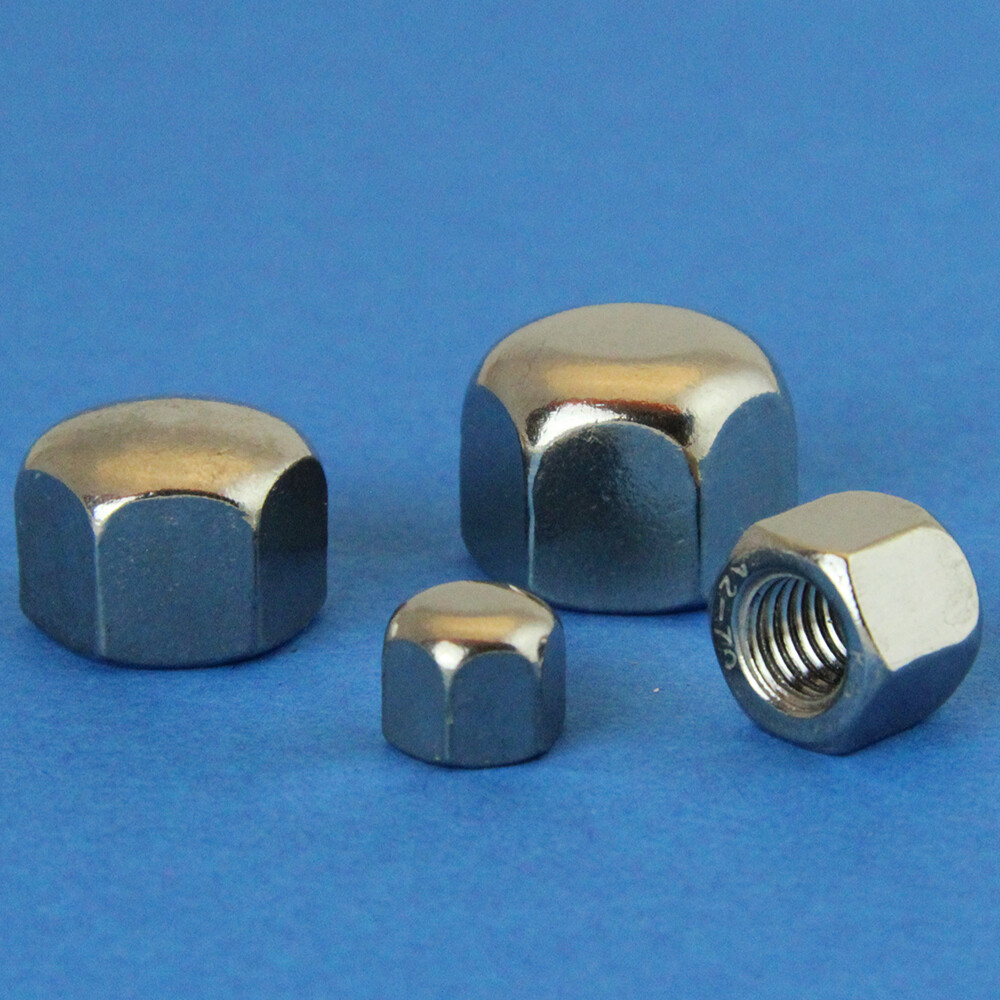 6x Sechskant-Hutmuttern Edelstahl M16 - Niedrige Form Für Sichere Befestigung