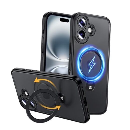 for iPhone 16 Case[Compatible with Magsafe] [with Magnetic Metal Black
