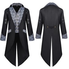 Medieval Punk Black Jacquard Tuxedo Coat Outfits Costume Cosplay Halloween