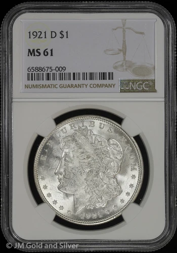 1921-D $1 Morgan Silver Dollar NGC MS 61 | Uncirculated UNC