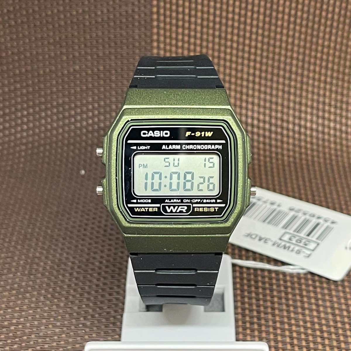 Casio F-91WM-3A Green Digital Black Resin Strap Sporty Lightweight