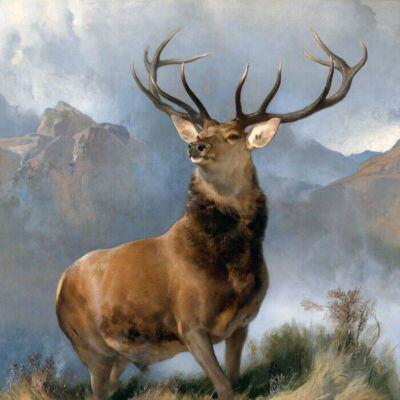 MONARCH OF THE GLEN BULKY STAG DEER WILDERNESS PAINTING BY EDWIN LANDSEER REPRO
