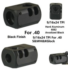 Excellent 9/16x24 TPI Muzzle Brake Compensator Anodized Black For 40 .40