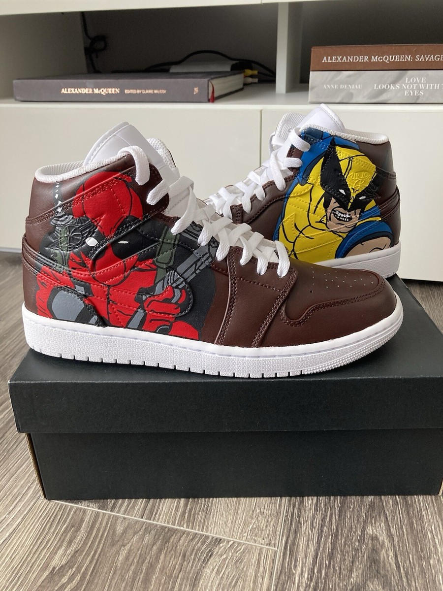 Nike Jordan Mid Men's Size Custom Painted Deadpool and