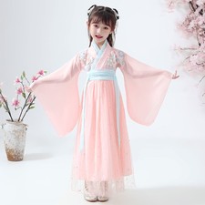 Ancient Chinese Costume Child Kid Fairy Dress Cosplay Hanfu Folk Dance Performan