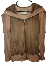 Evy's Tree Brown Suede Zip Jacket With Thumb Holes And Pockets Sz Small Boho