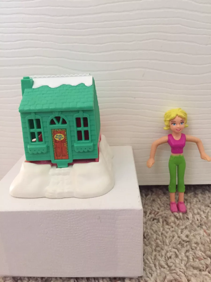 Vinrage 1985 Bluebird Polly Pocket Christmas Cabin With Figure And