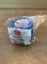 Lot Of 3 SyrVet Elastic Flexible Cohesive Bandage Blue 2'' X 5 Yds (Stretched)