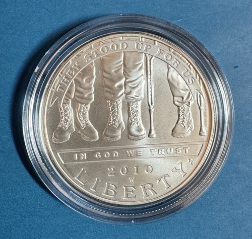 Moneda de dólar de plata sin circular American Veterans Disabled for Life 2010