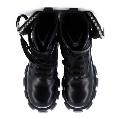 Prada Monolith Combat Boots Leather and Nylon | eBay