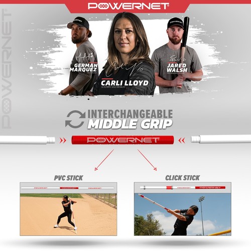 PowerNet Training Click Stick PVC Combo | Baseball Softball Bat Swing - Picture 2 of 5