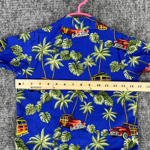 RJC Shirt Boys 5 Blue Made in Hawaiia USA Hawaiian Camp Woody Vintage - Picture 6 of 8