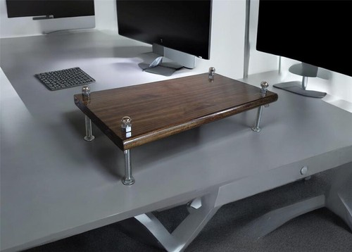 30" CIDS Monitor Stand Pine 1" Dark Walnut 30x11.25x6 Made USA Riser Bolts NEW - Picture 3 of 9