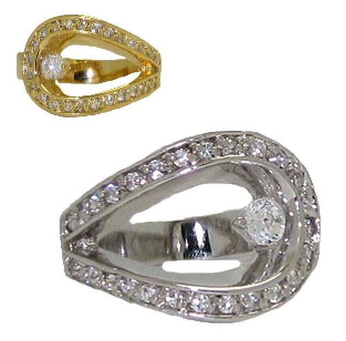 SWAROVSKI MARCH SQUIRREL DOUBLE MOTIF RING, MULTI-COLOURED, GOLD