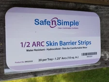 NEW SAFE N SIMPLE  20/ TRAY 1.25" ARCS (10 SQ. IN.) 1/2 ARC SKIN BARRIER STRIPS