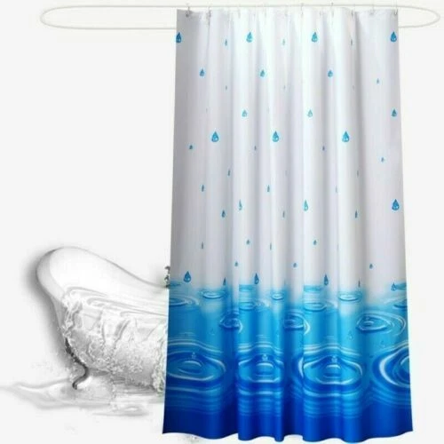 Rideaux de douche bleus en tissu