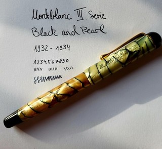 Montblanc III Serie Black & Pearl 1932 1934 Pushknop Druckknopf Füller 14K KEF