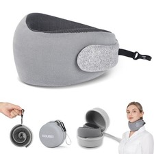 Compact Travel Neck Pillow with Chin Support, Portable Neck Pillow Airplane w...