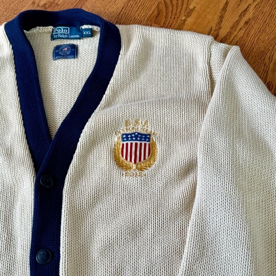 Polo Ralph Lauren 2012 официальный Лондон Олимпийский спортсмен кардиган XXL свитер  - Изображение 2 из 4