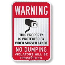 -K-7484-HI Warning - Property Protected By Video Surveillance, No Dumping Sig...