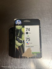 HP 74 Black  75 Tri-Color Ink Cartridge Genuine Expired unknown Date Open Box