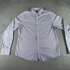 UNTUCKit Shirt Men Medium Pink Blue Pastel Gingham Check Nylon Stretch Button Up
