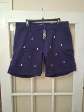 Cuffy's Chinco Navy Shorts Anchor Print Sz 12 NWT 9 Inseam