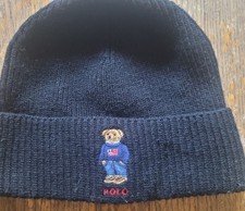Polo Ralph Lauren Knit Beanie Navy Blue Polo Ski Bear Hat Boys One Size