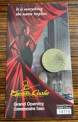 1996 Monte Carlo Grand Opening Commemorative $1 Token Casino Coin Sealed Package