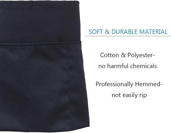 Delantal de cintura con 3 bolsillos - Delantales cortos negros camarera camarero servidor Foto 2 de 4