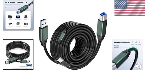 Premium 50FT USB 3.0 Cable - Fast Data Transfer for Printers & Hard Drives - Picture 2 of 9