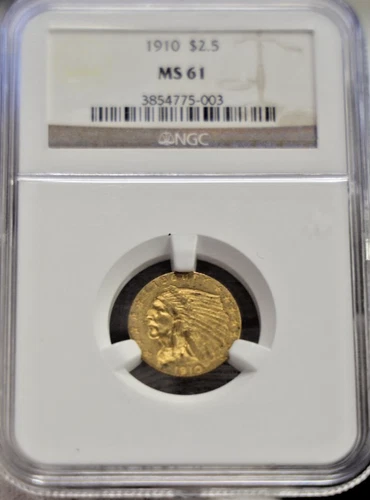 1910 US 2 1/2 Indian Gold Piece NGC MS61