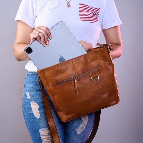 Bandolera de hombro de cuero genuino para mujer de moda, correa ajustable La... - Imagen 8 de 10