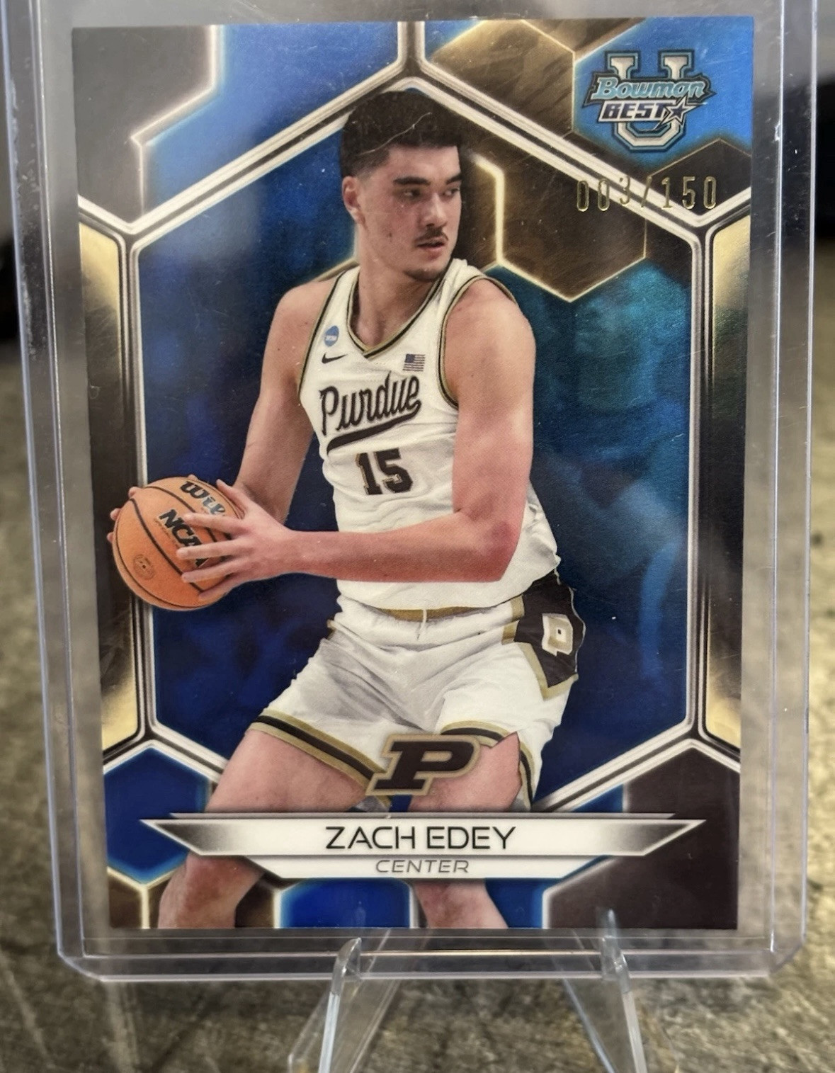 2023-24 Bowman University Best - Blue Refractor #74 Zach Edey /150