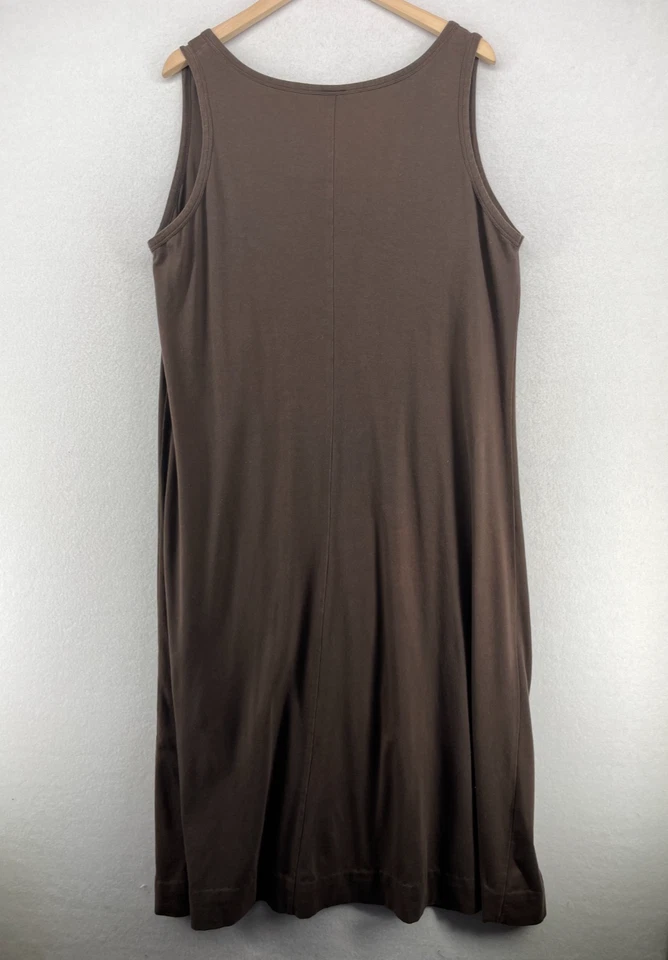 Vestido EILEEN FISHER XL Algodón Jersey Popover Tanque Maxi Solero Marrón EE. UU. Foto 2 de 4