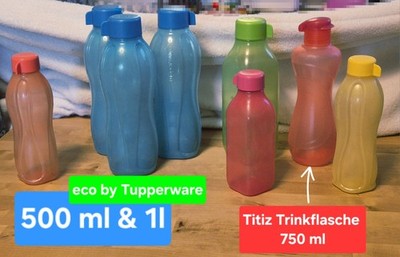 7er Tupperware EcoEasy Set- Trinkflaschen & 1x Titiz 750 ml v. 500 ml - 1 Liter
