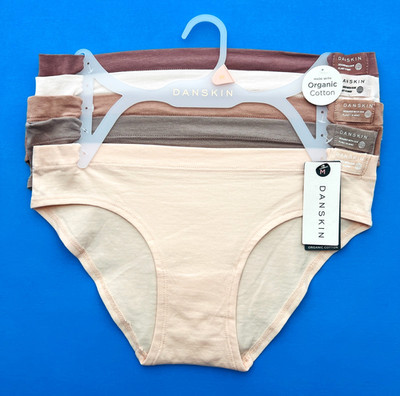 $48 5pack Size M DANSKIN DS3530 Organic Cotton Hipsters Panties Solid NWT