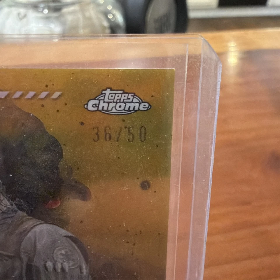 2024 Topps Chrome Star Wars Bodhi Rook Riz Ahmed Gold Refractor AUTO 36/50 - Image 2 of 4